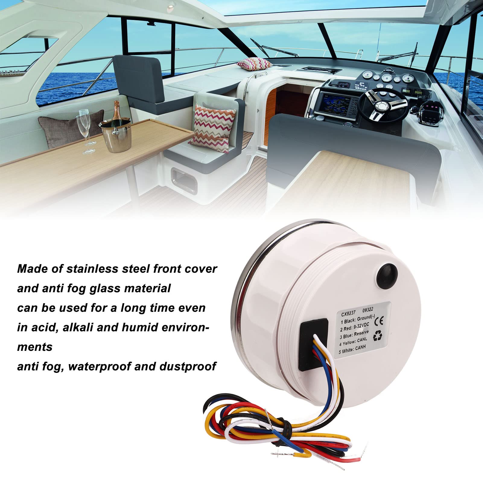 Medidor digital, 3 en 1 85 mm 7000 RPM Tacómetro Medidor DC 9-32 V Temperatura del agua Presión de aceite Medidor de RPM para RV Yate Barco