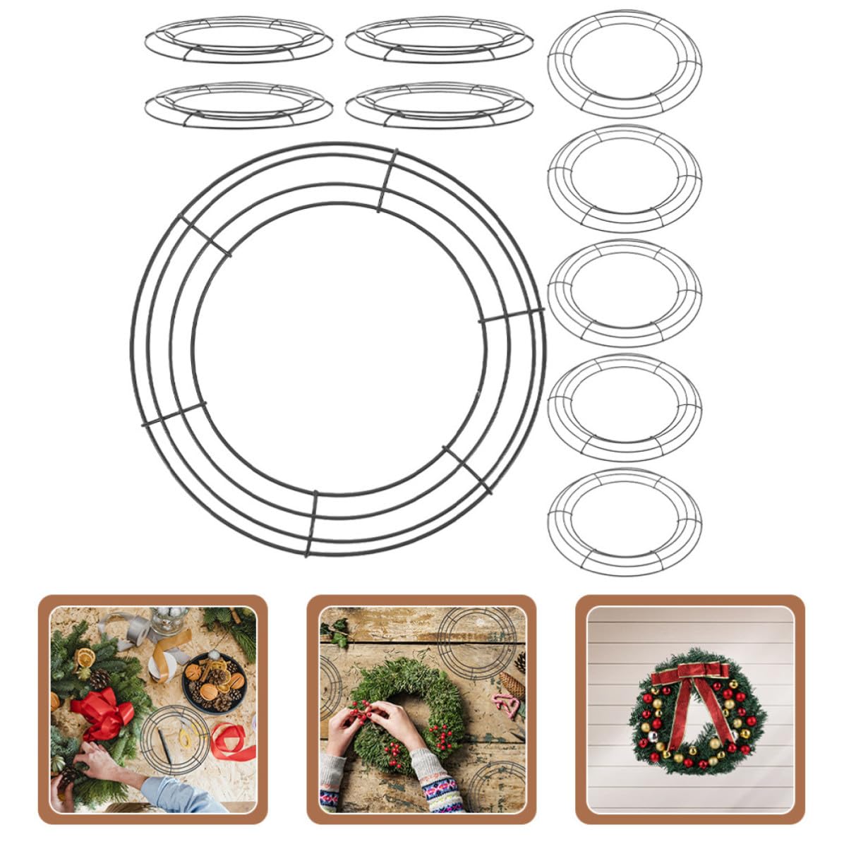SHINEOFI 10 Stück Runder Eisenkranzrahmen aus Metall mit Gratfreier Oberfläche Kompakter Dekoring zum Basteln von Blumenkränzen und Adventskranz Dekorationen in Schwarz