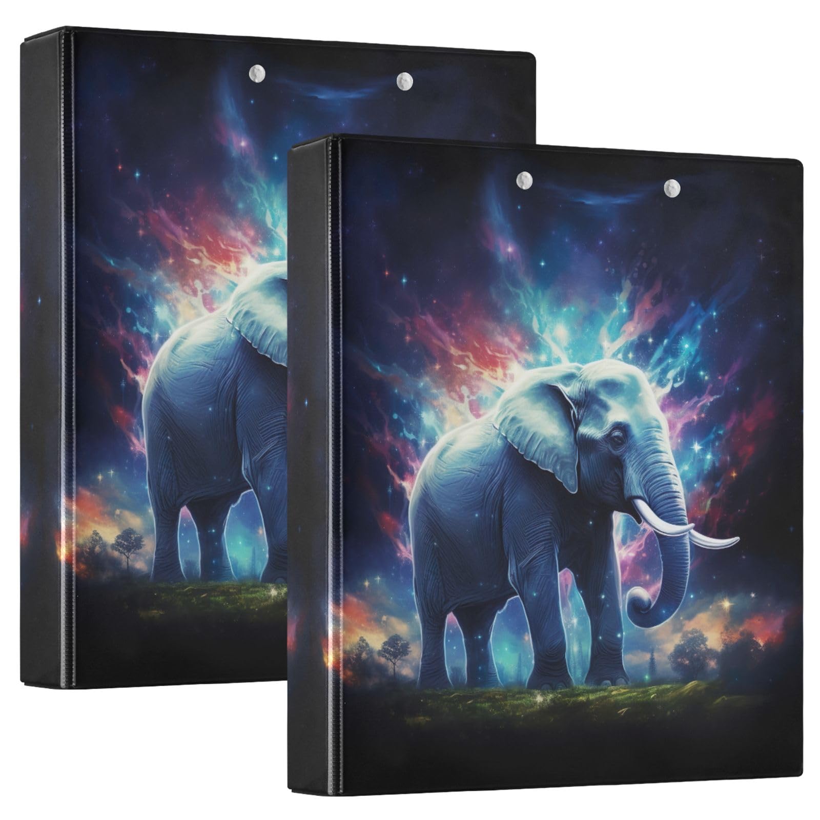Blue Elephant Coloful Sky 3 Ring Binder Set of 2 Binders 1.5 Inch Boys Binder