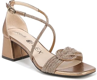 LifeStride Captivate Women's Strappy Rhinestone Block Heel Dress Sandals - 2.1" Comfort Heel for Weddings