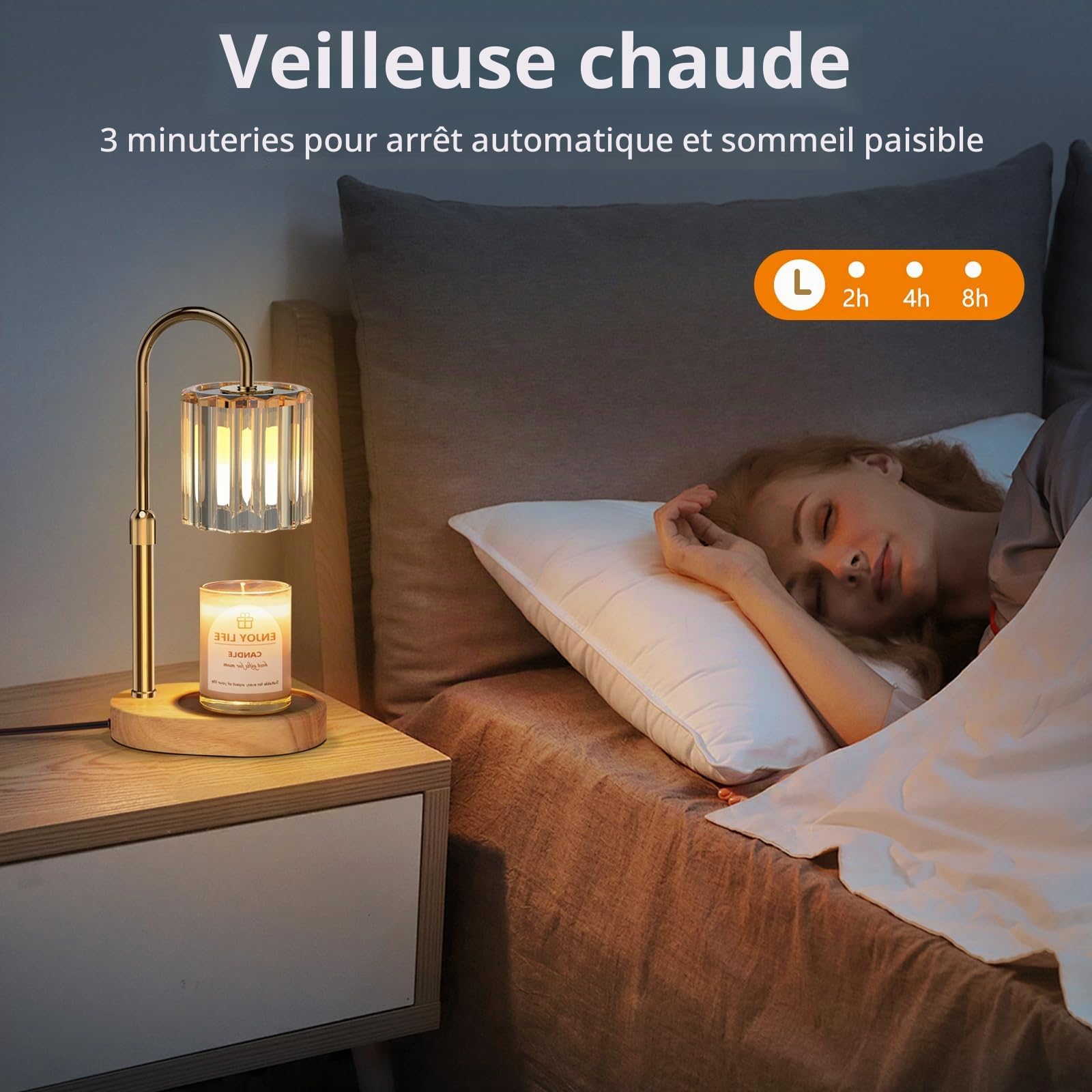 Loowoko Lampe Chauffe Bougie, Chauffage Bougie avec Minuterie et Variateur,Réglable en Hauteur,avec 2 Ampoules,Candle Warmer Lamp pour Bougies Parfumées en Verre, Maison, Chambre, Décoration