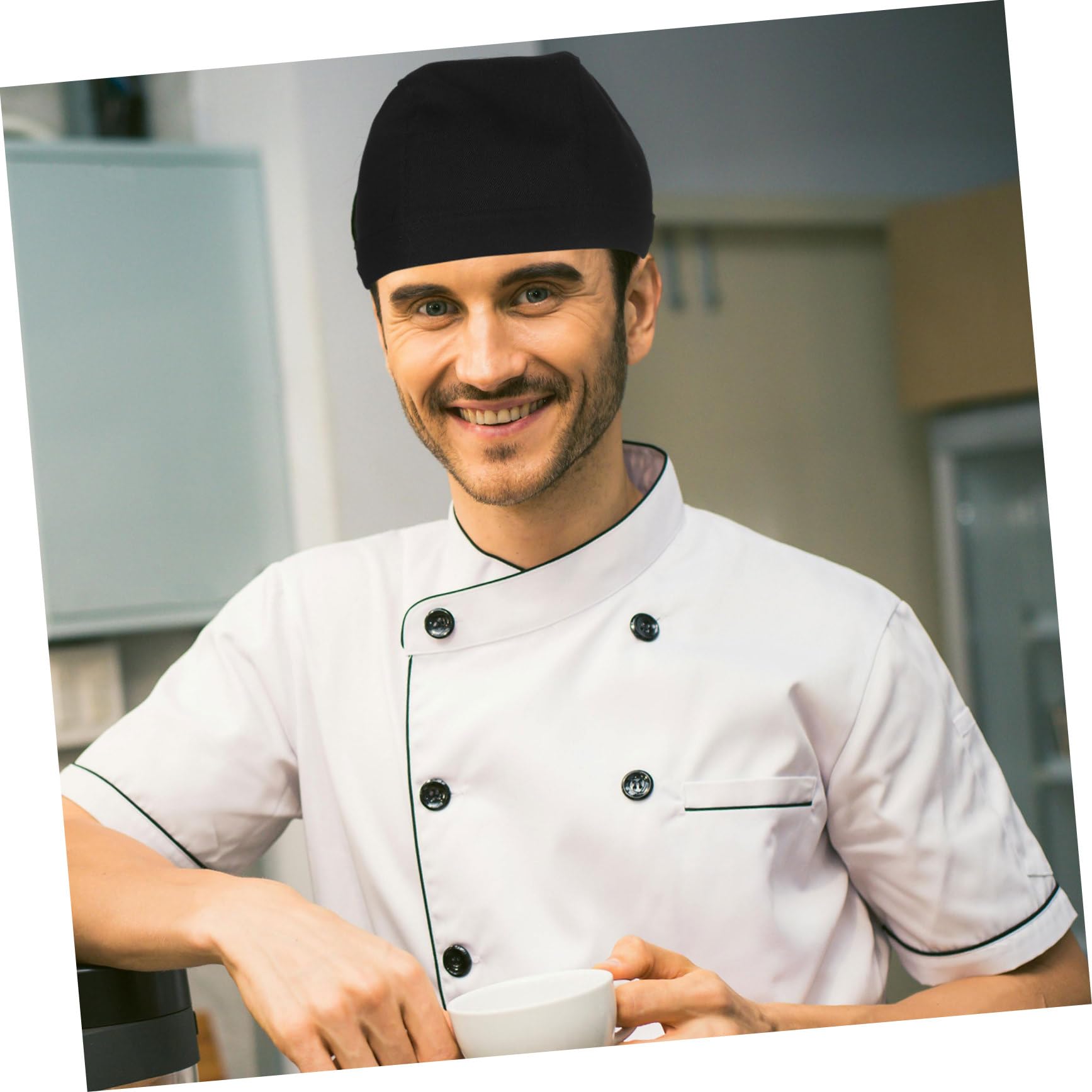 Veemoon Cappelli da Chef in Cotone Nero, 6 Pezzi, per Cucina e Ristorante | Design Semplice e Classico, per Chef e Personale di Sala, Uso in Pub e Bakery