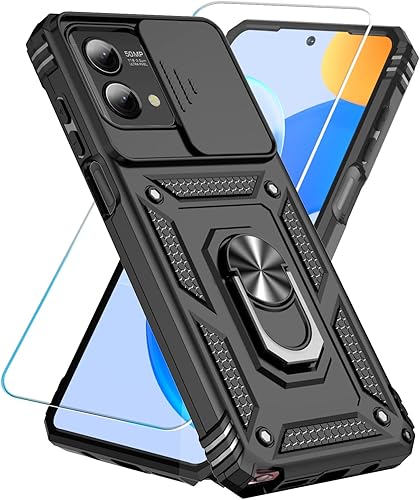 SunStory Funda para Motorola Moto G Stylus 5G 2023 con protector de pantalla de vidrio templado, funda deslizante para cámara deslizante y soporte