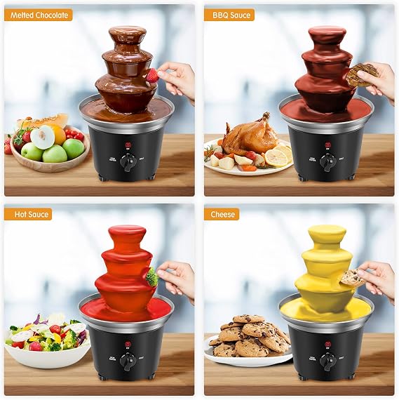 Chocolate Fountain Machine, Plastic Chocolate Melt Dipping Machine Warmer, 3 Tier Tower Cheese Fountain Mini Melting BPA Free 1.2 Pound, for Wedding, for Birthday Party