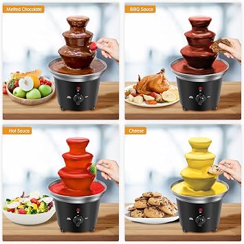 Chocolate Fountain Machine, Plastic Chocolate Melt Dipping Machine Warmer, 3 Tier Tower Cheese Fountain Mini Melting BPA Free 1.2 Pound, for Wedding, for Birthday Party