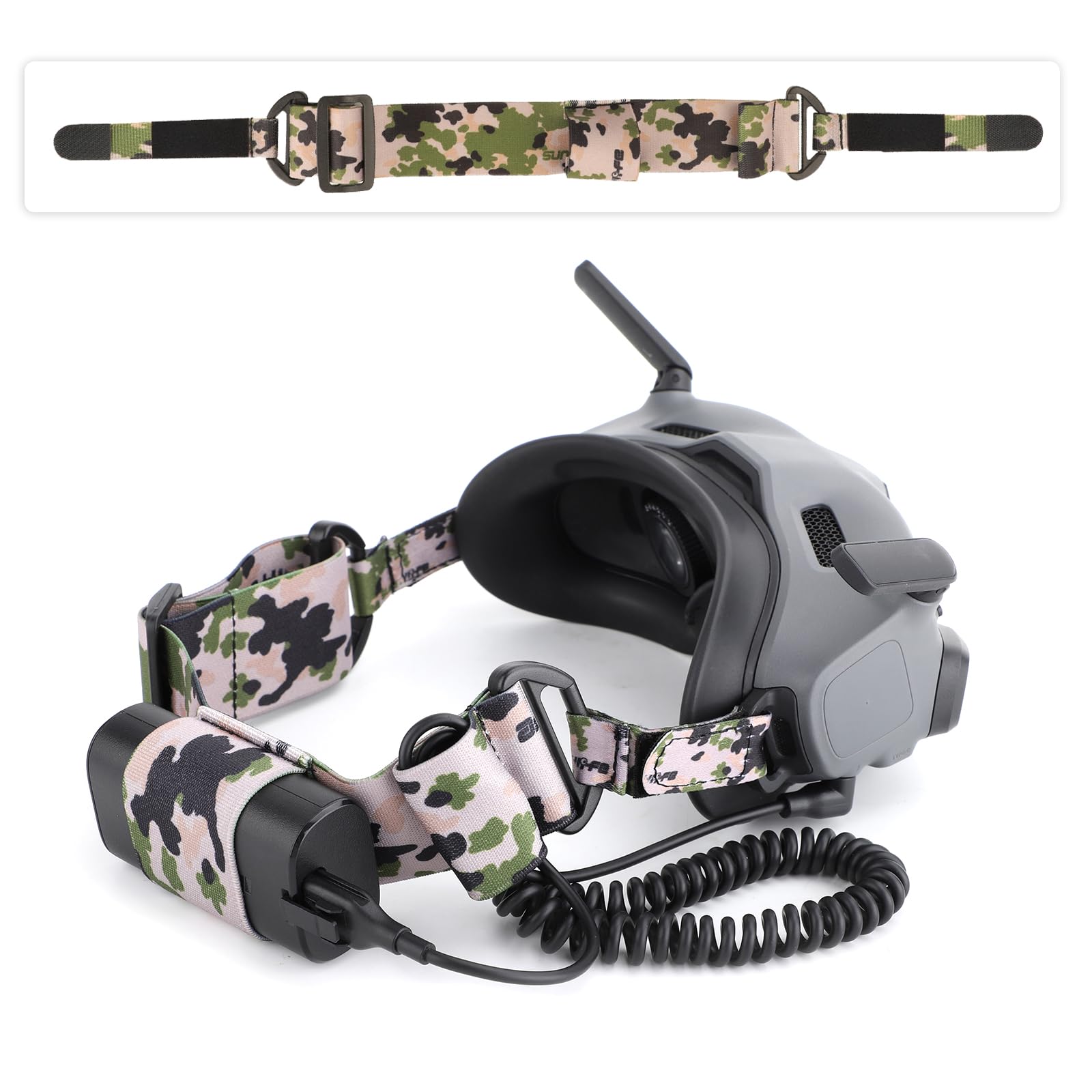 CAPART Head Strap Band for DJI Avata Goggles 2 and DJI FPV Goggles V2, Head Strap with Battery Pocket (Camo)