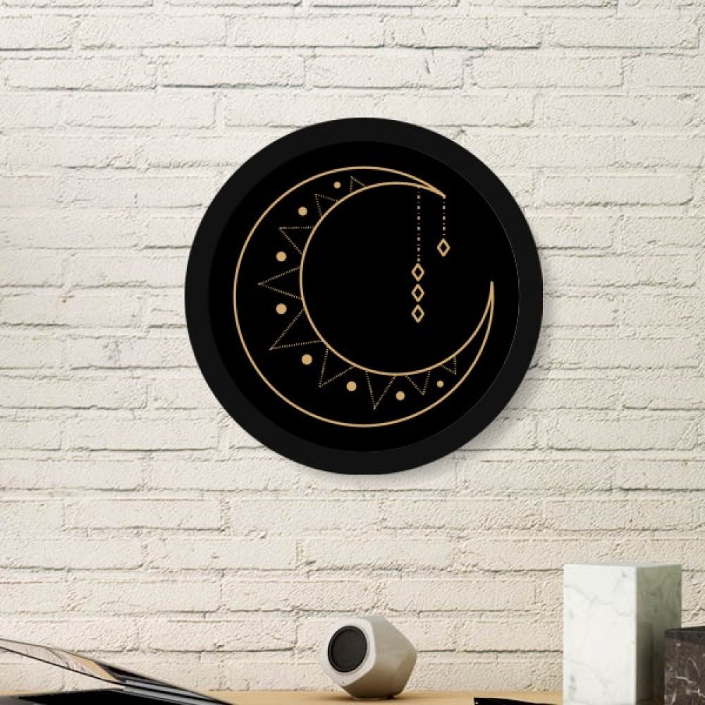 Stickers muraux lune symbole totem cadre photo rond noir DIYthinker