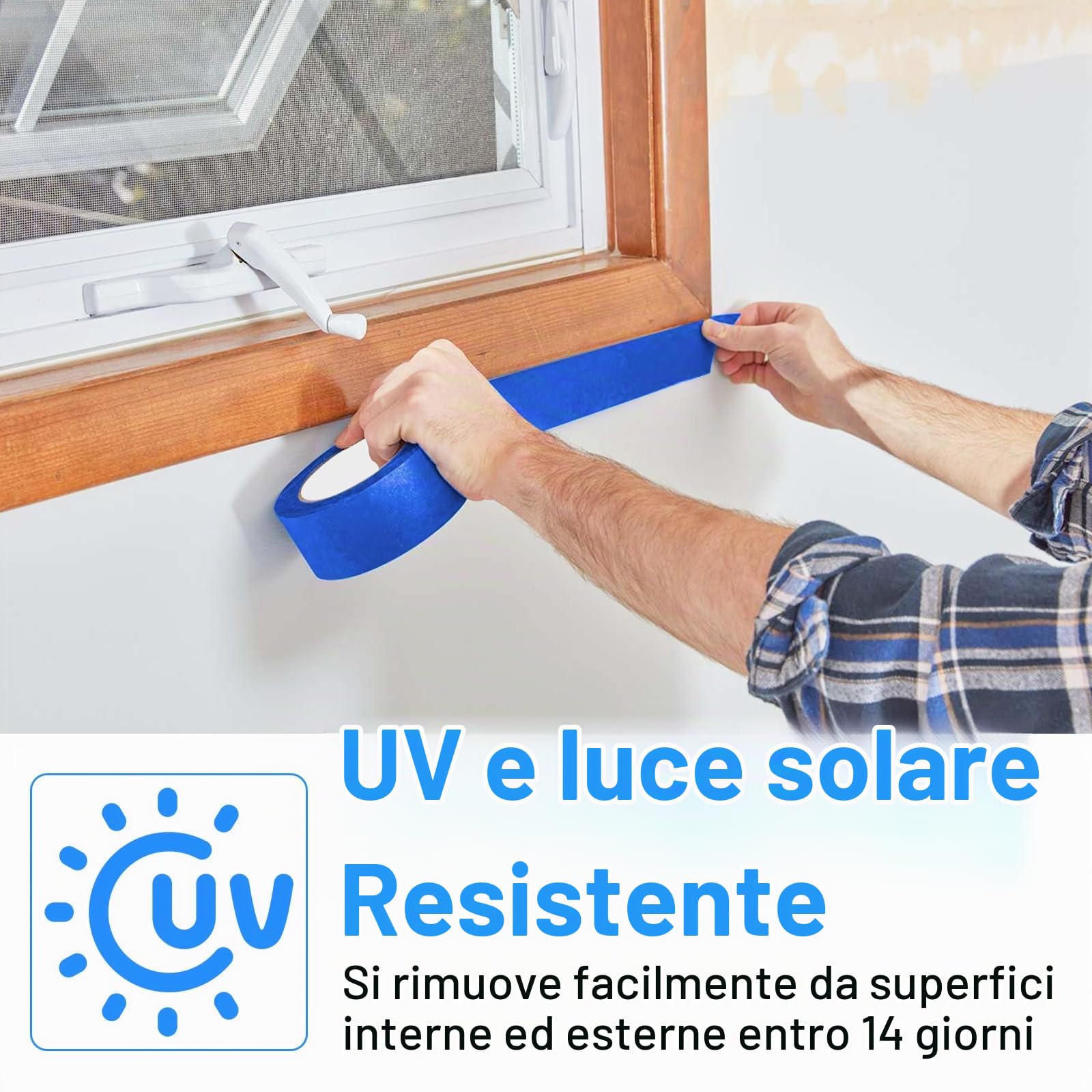 WinGluge 2 Rotoli Nastro di Mascheratura 48mm x 50m, Nastro Carta Imbianchino, Nastro per Mascheratura di Precisione, Nastro Adesivo per Pittura, per Mascheratura Verniciatura Ristrutturare