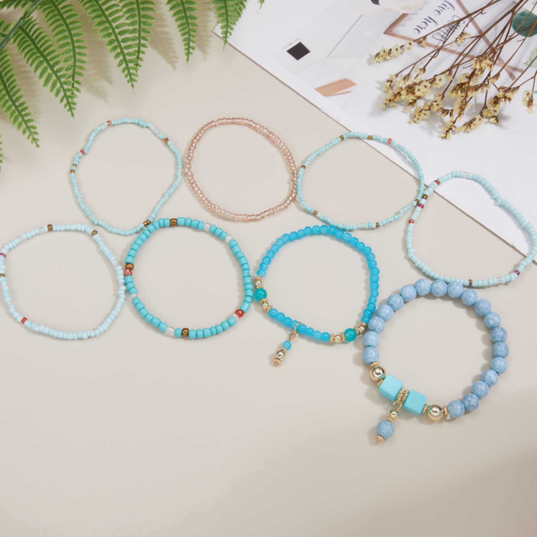 CFWSHJ Bracciale Elasticizzato con Perline Multistrato da Donna Braccialetti con Perline impilabili Bohemien Bracciale con Perline Elasticizzate Boho