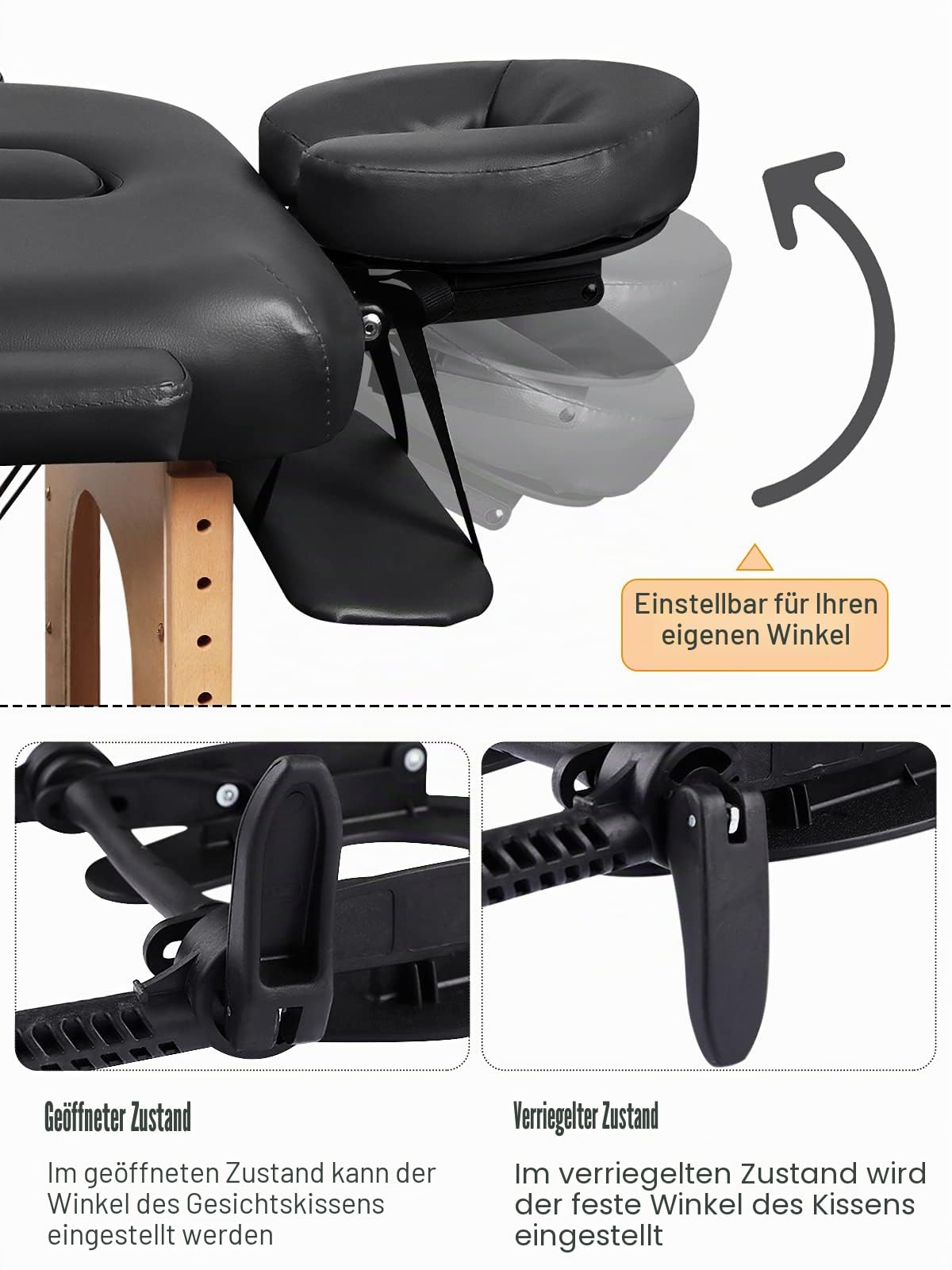 EBANKU Massage Gesichtsauflage mit Kopfkissen für Massageliegen, universell verstellbare Kopfstütze mit Kissen für Massageliegen