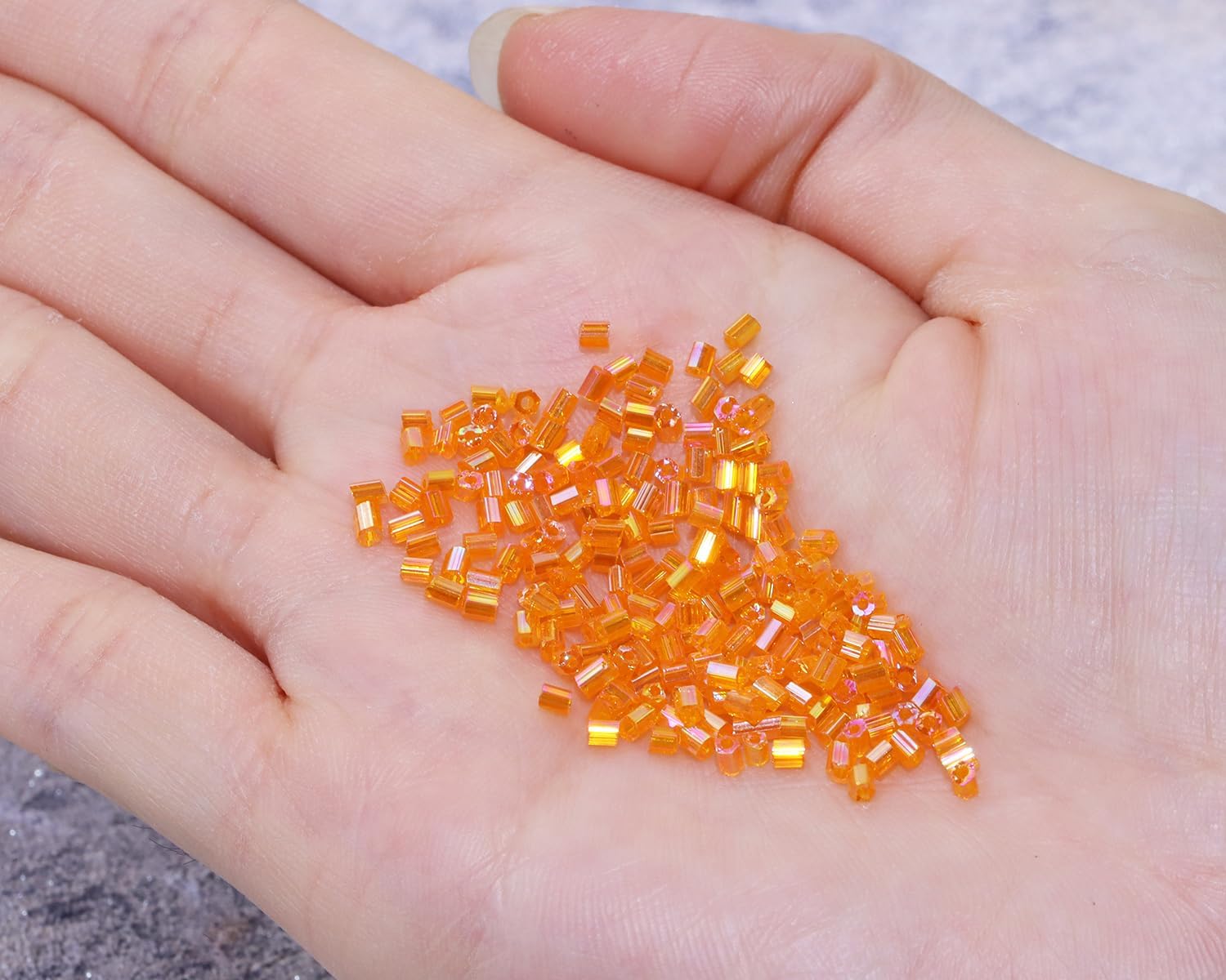 Glass Bugle Tube Mini Seed Beads 1400Pcs/30g 2 * 3mm Small Craft Loose Spacer Beads for DIY Bracelets Necklace Earring Jewelry Making (Orange) - Image 2
