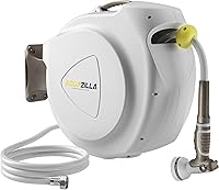 Vista 1 de Retractable Garden Hose Reel, 1/2 in 100+6 ft, Heavy Duty Wall Mounted Water Hose Reel, Spring Power Automatic Rewind, Any Length Lock, 180° Swivel