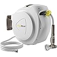 HIRALIY Retractable Garden Hose Reel 1/2'' x 100 ft + 6 ft, Super Heavy Duty, Any Length Lock, Automatic Rewind, Wall Mounted and 180° Swivel Bracket