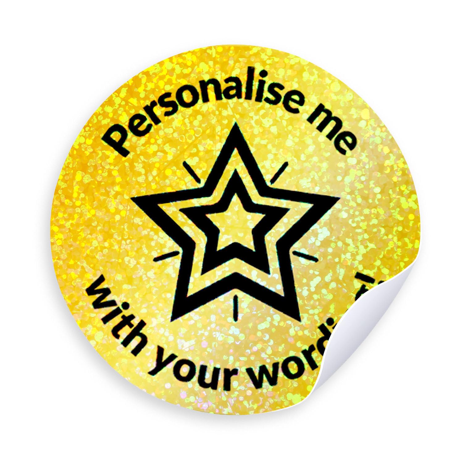 Primary Teaching Services Ltd Gold 105 Personalised Holographic Sparkly Shiny Star Motivational School Praise Teachers Reward Stickers 37Mm Primary Teaching Services