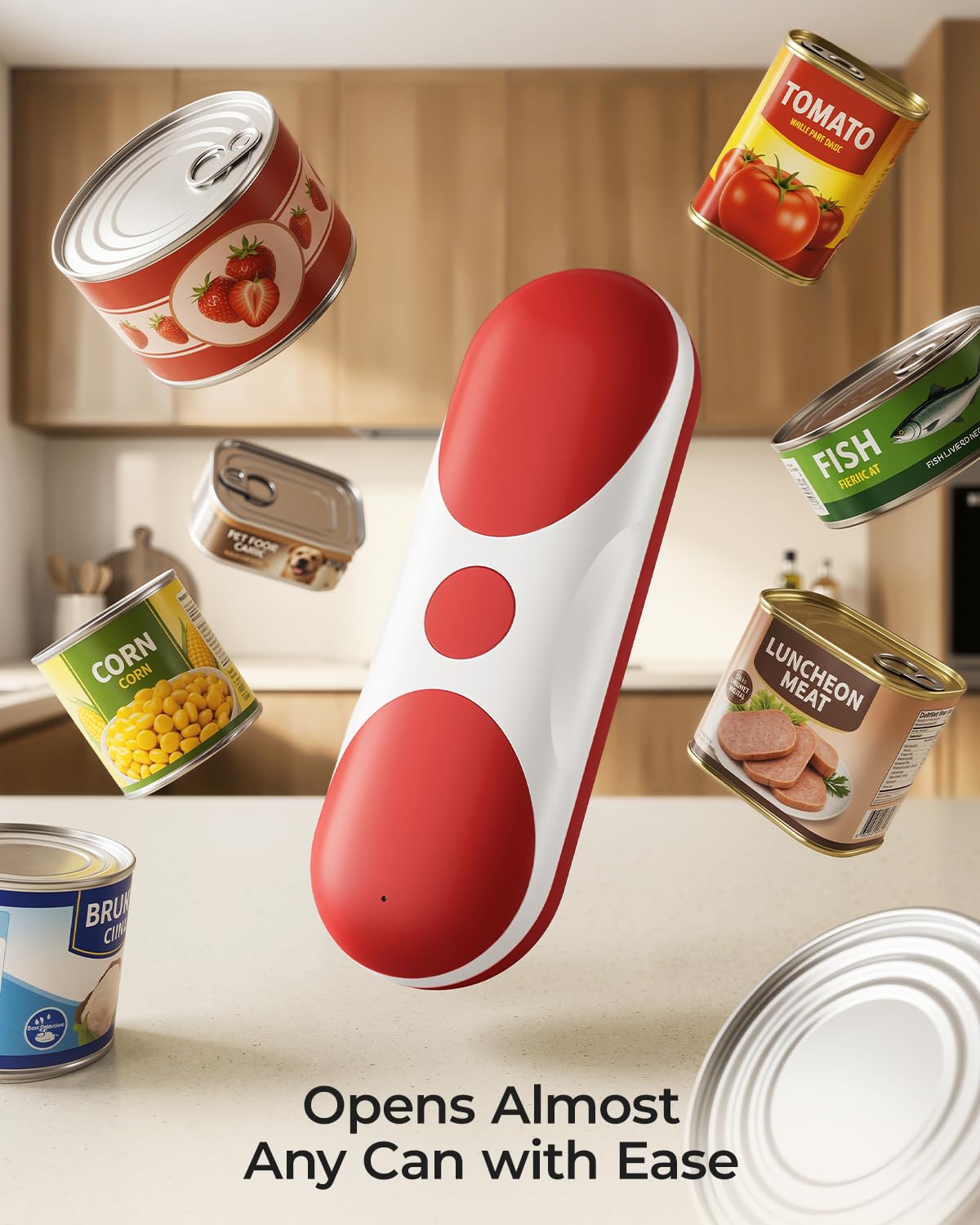 Apriscatole elettrico ricaricabile per anziani con artrite, funzionamento a batteria, funzionamento automatico one-touch, a mani libere, con bordo liscio, per lattine piccole o grandi