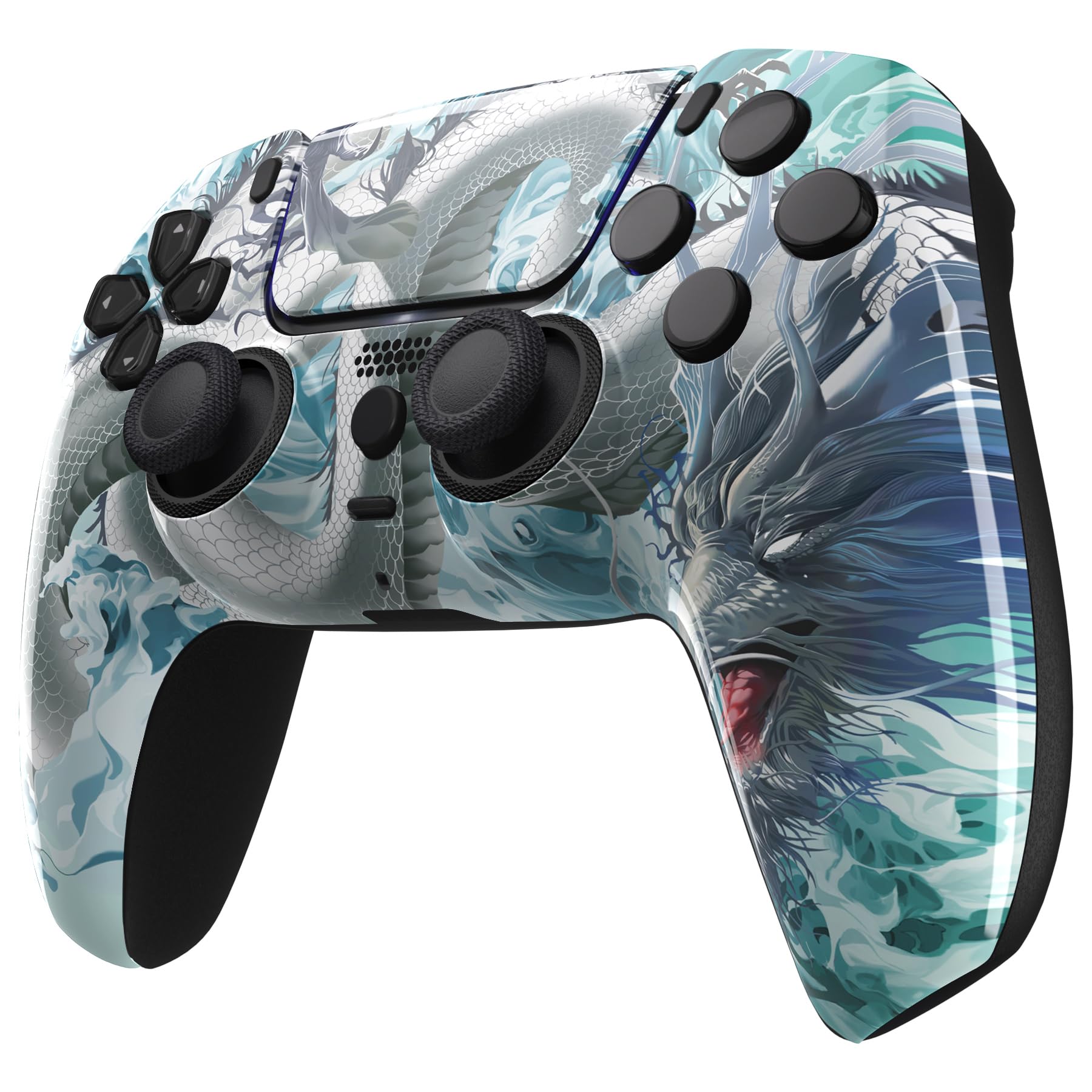 eXtremeRate Luna Cover Ricambio per ps5 Controller,Custodia Copertura Frontale Scocca Shell Ridisegnato&Touchpad&Anelli Compatibile con ps5 Joystick BDM 010/020/030/040/050-Loong nelle Nuvole