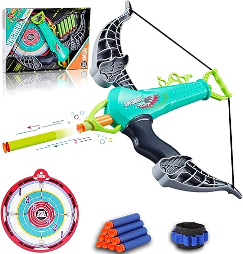 DrKbder Arco y flecha para niños juego de juguetes de tiro con arco para exteriores juegos familiares juguetes deportivos ideas de regalos para