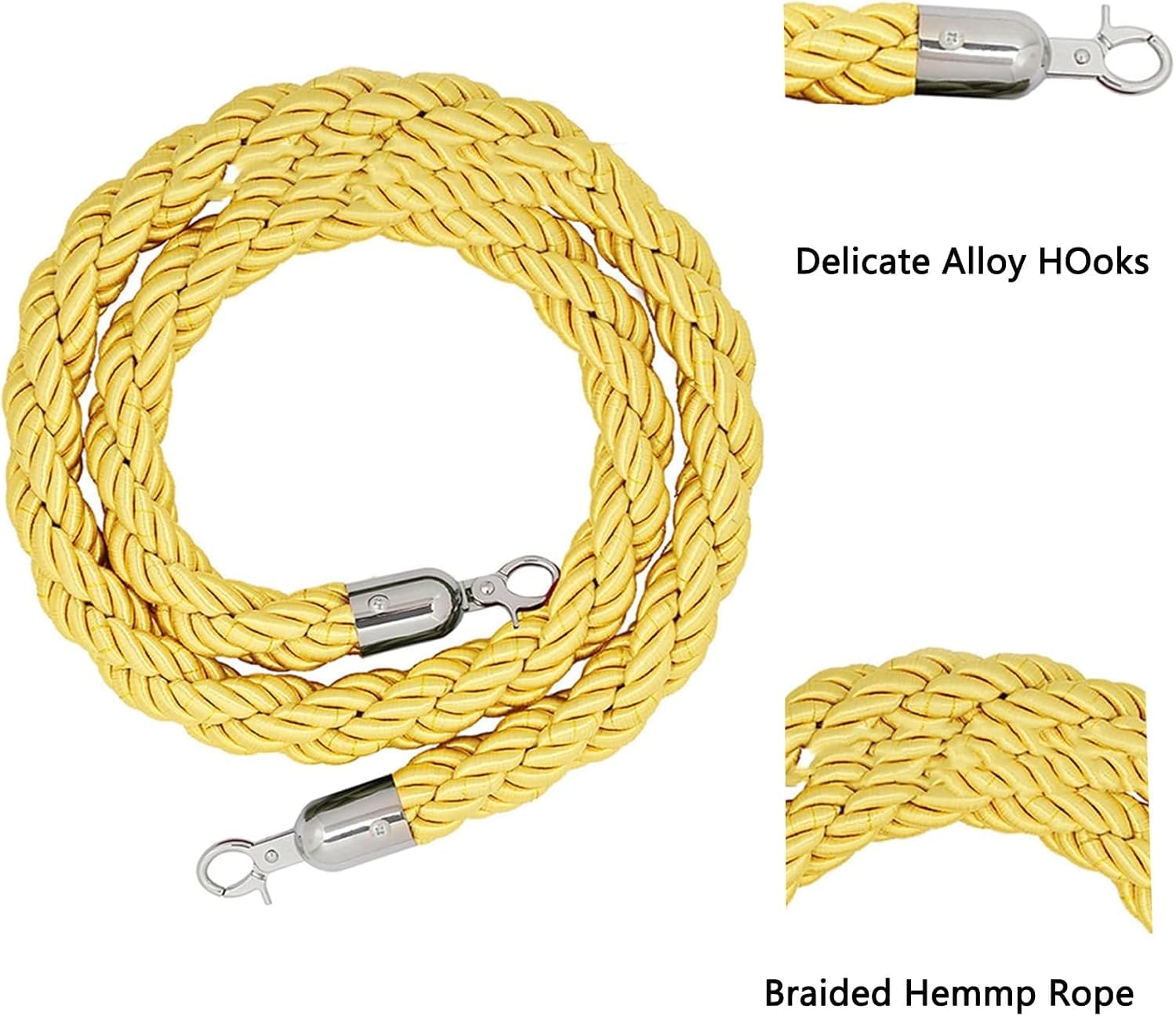 Corda barriera in nylon ritorto 2,8 cm con ganci argentati per eventi