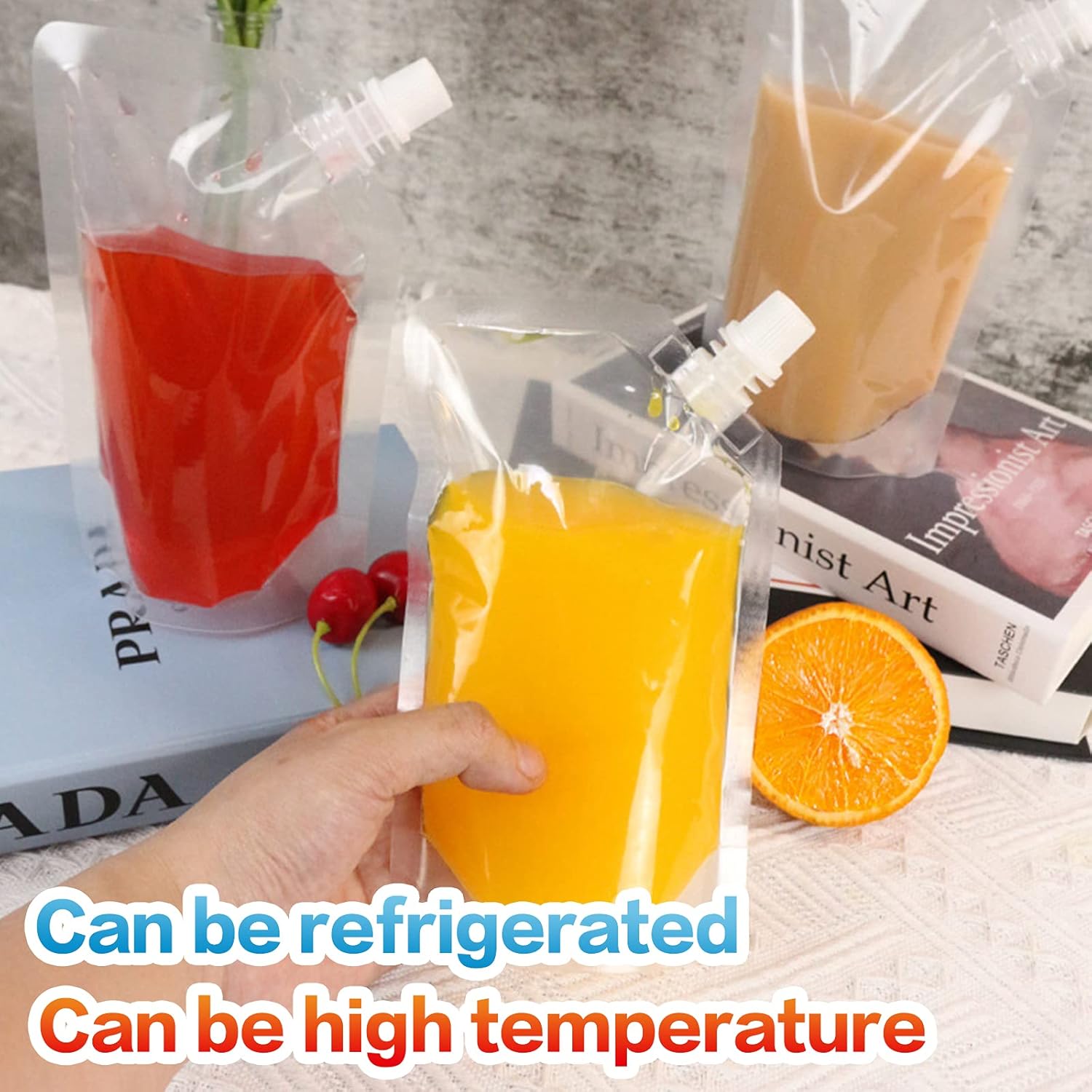 50pcs 300ml Clear Drink Pouches Bags,Liquor Pouch Drinks Flasks with