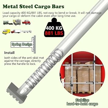 4 Pack Ratcheting Cargo Bar Set - 107.5 Heavy-Duty Non-Slip Truck Bed Divider for Pickup, SUV, Reefer & Semi Trailers - Secure Your Load with Durable Cargo Poles