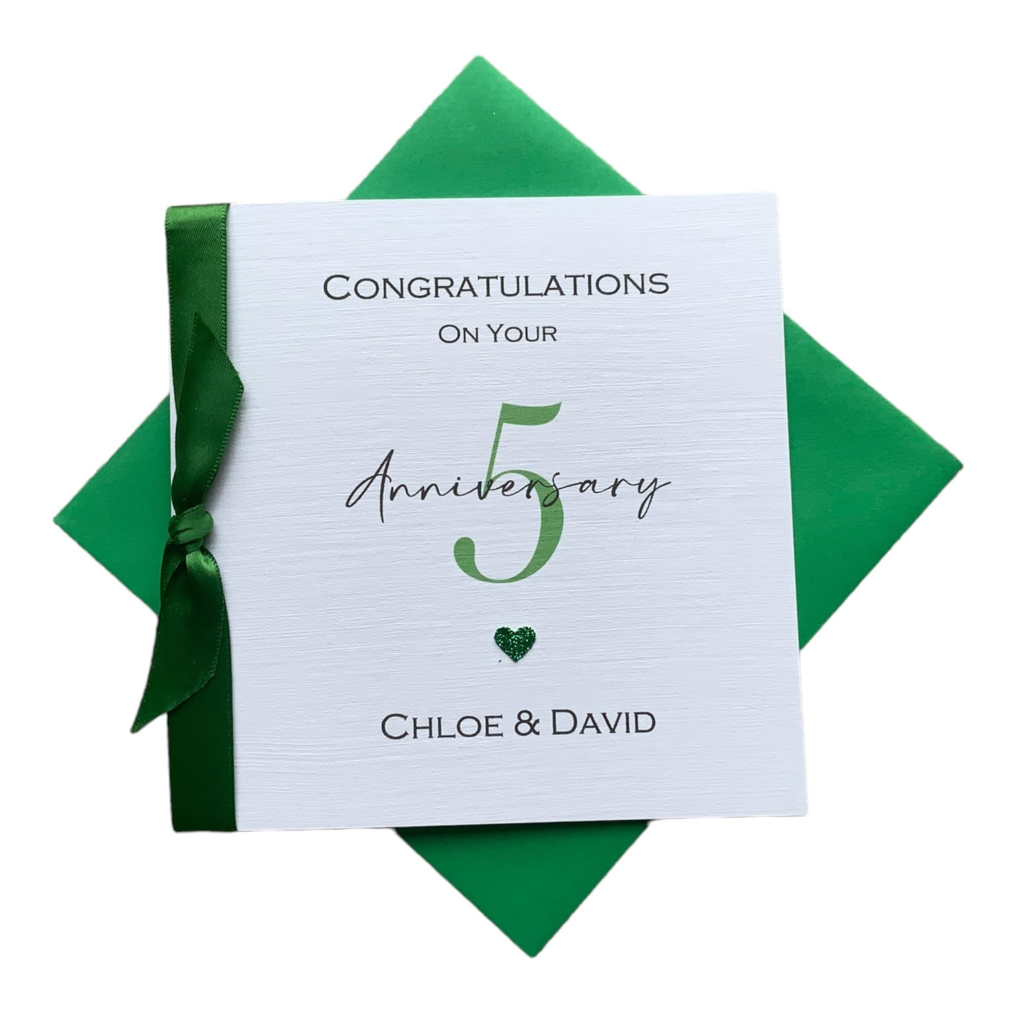 5th Anniversary Card - Wood 5 Year Fifth Wedding Anniversary Greeting Card, Personalised Gift for Wife Husband Couple Friends - Various Designs (Ribbon Number) โ image 1