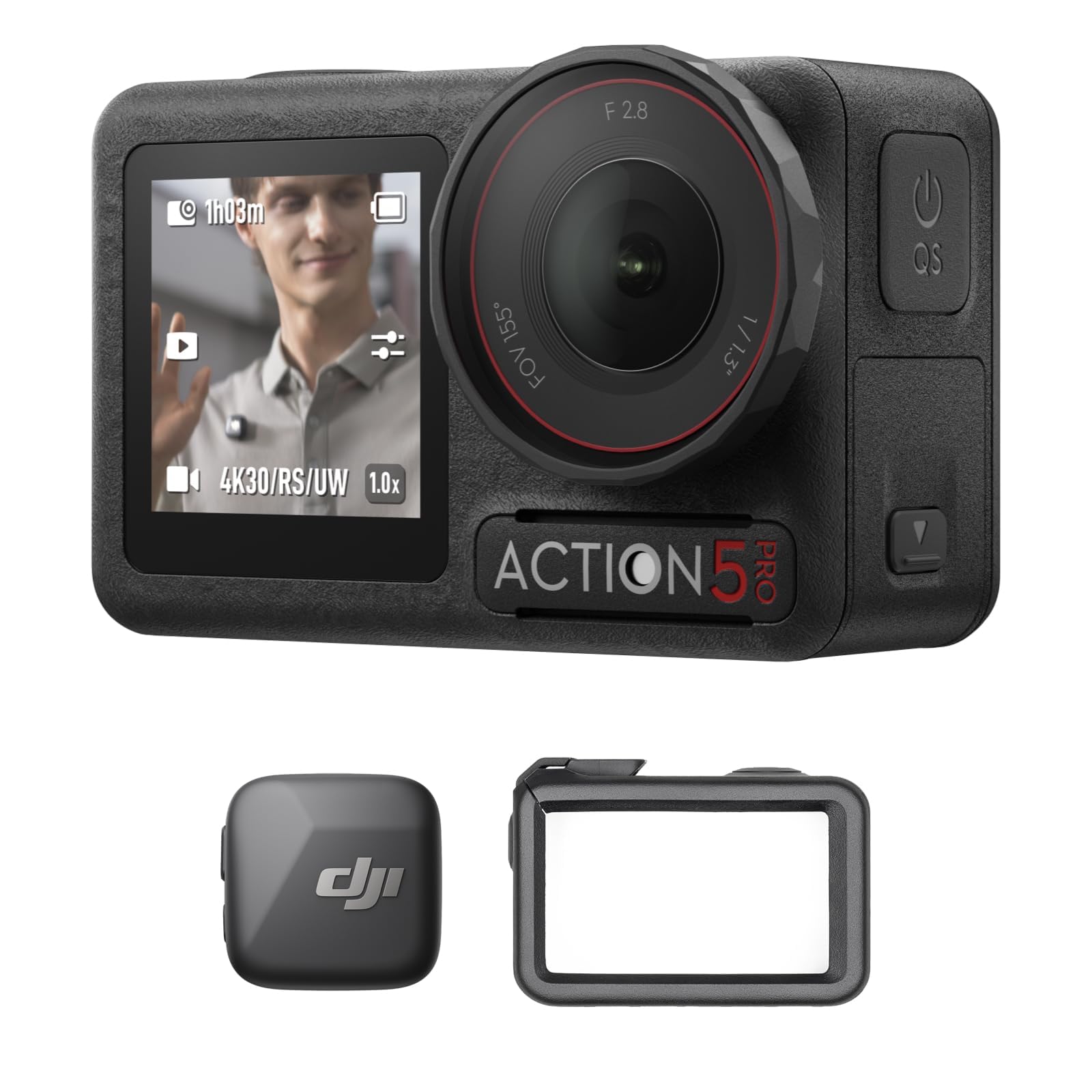 DJI Pack para Vlogs Osmo Action 5 Pro (Mic Mini), cámara de acción 4K para Vlogs, con transmisor Mic Mini, minicámara de acción con Sensor 1/1.3", 4 h de batería, 2 Pantallas táctiles OLED