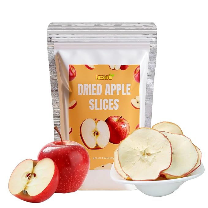 4.23oz(120g) Natural Dried Apples,35-40 Dried Apple Slices Snacks Bags,Dehydrated Apple
