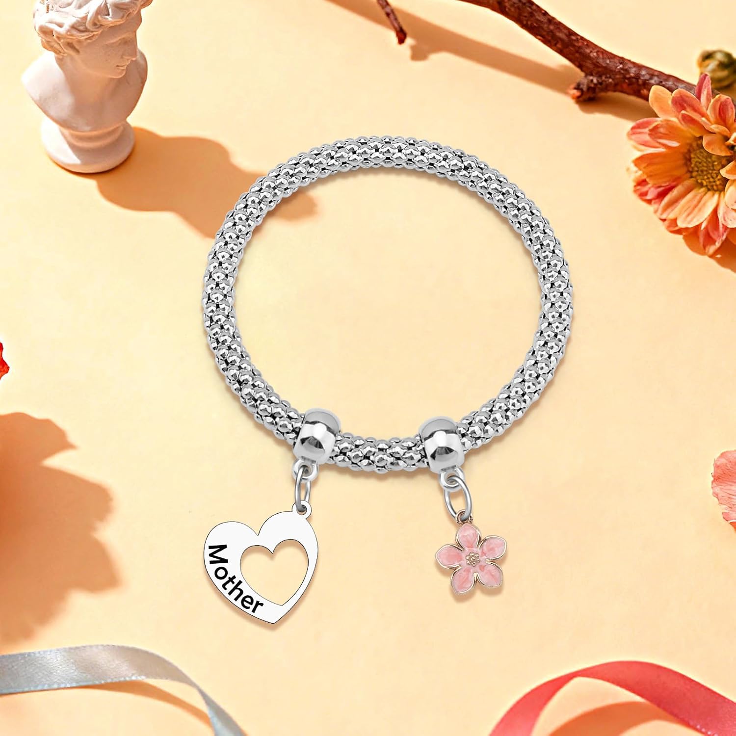 Mxrymvu 2Pcs Mother Daughter Bracelets Mother Gift from Daughter Mother's Day Gifts from Daughters Stretch Bracelets for Graduation Retirement Christmas Birthday Jewelry Present - Image 3