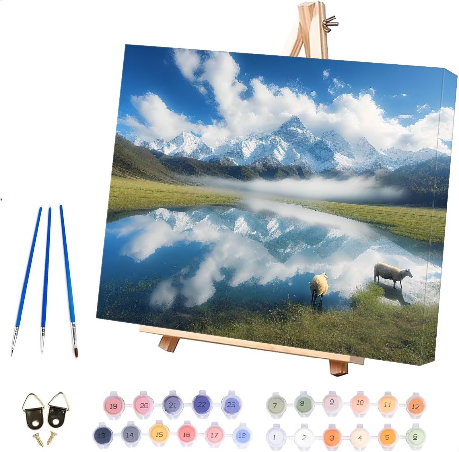 Blue Sky Lake Malowanie po numerach, dla dorosłych, DIY, płótno do malowania według numerów, zestawy dla dzieci, z pędzlami, akrylowy, pigment, rysunek, hobby, dla dorosłych i kobiet, dekoracja