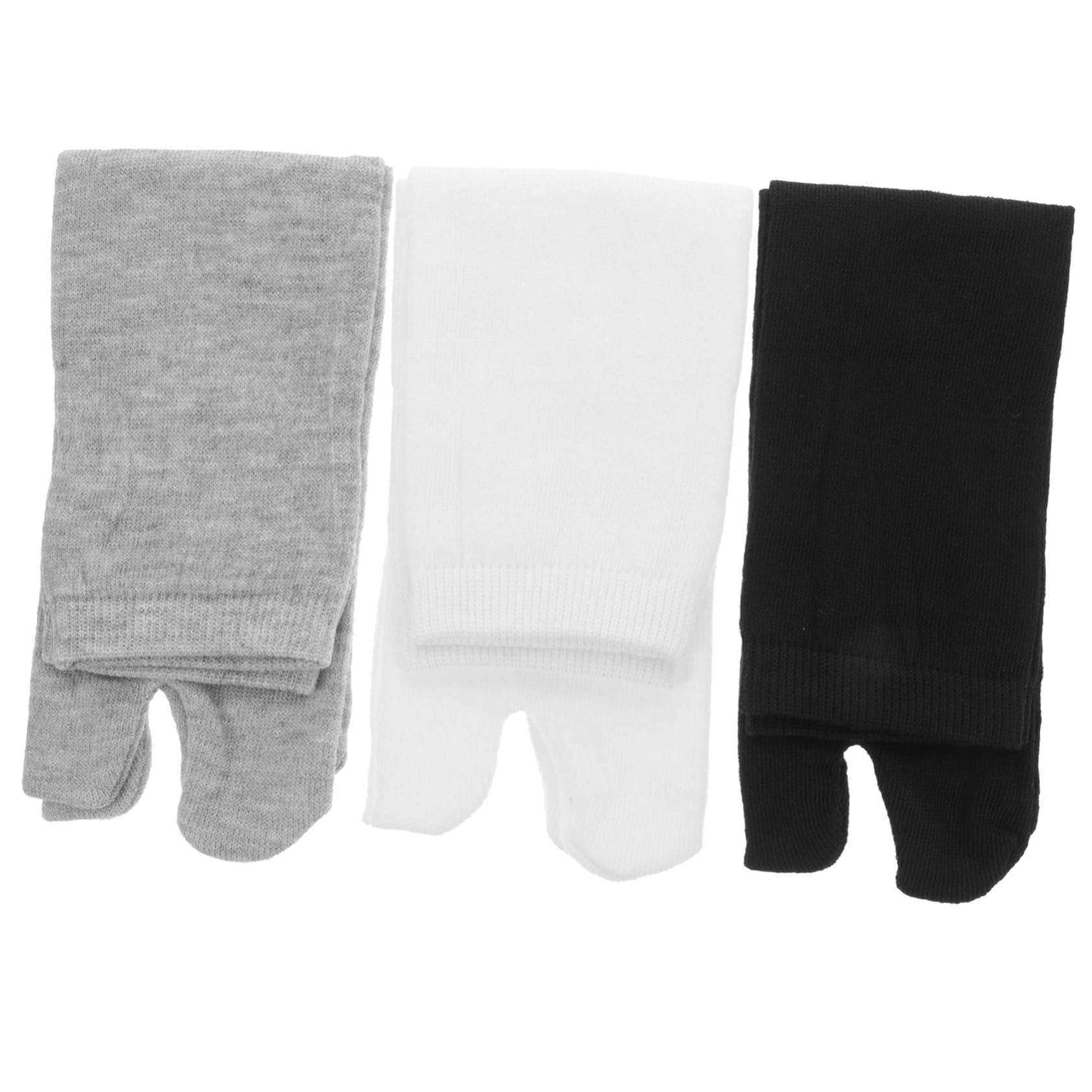 3 Pairs of Elastic Cotton Tabi Toe Socks (White+ Grey+ Black) Decoration Ever