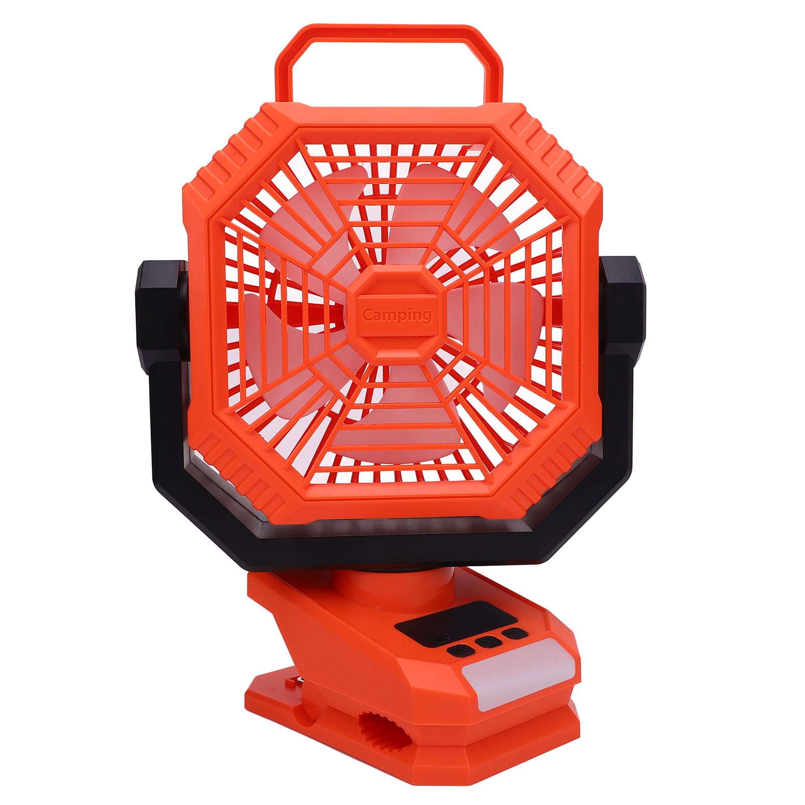 Ventilador de camping recargable Rengue de 8000 mAh con luz LED y gancho portátil