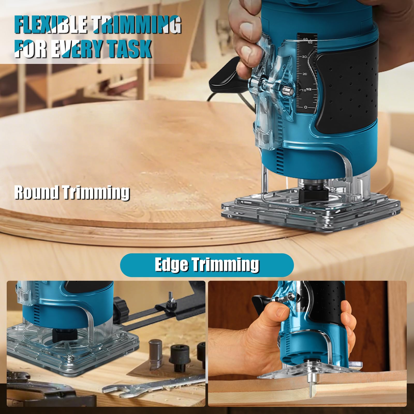 Makita 18V Fresa a Batteria 800W Senza Spazzole 5 Velocità 6,35mm 30000 giri/min