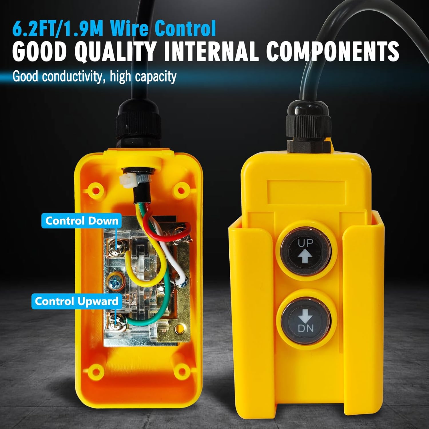 2 in 1 Crane Remote,12-24V Wireless Dump Trailer Remote,Wireless Crane Remote Wire Dump Trailer Remote Industrial Controller Hoist Truck Up-Down Switch Control Station