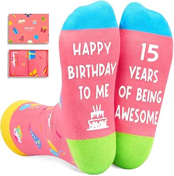 Amazon.com: Zmart 15 Year Old Girl Gifts - Socks 15th Birthday Teen ...