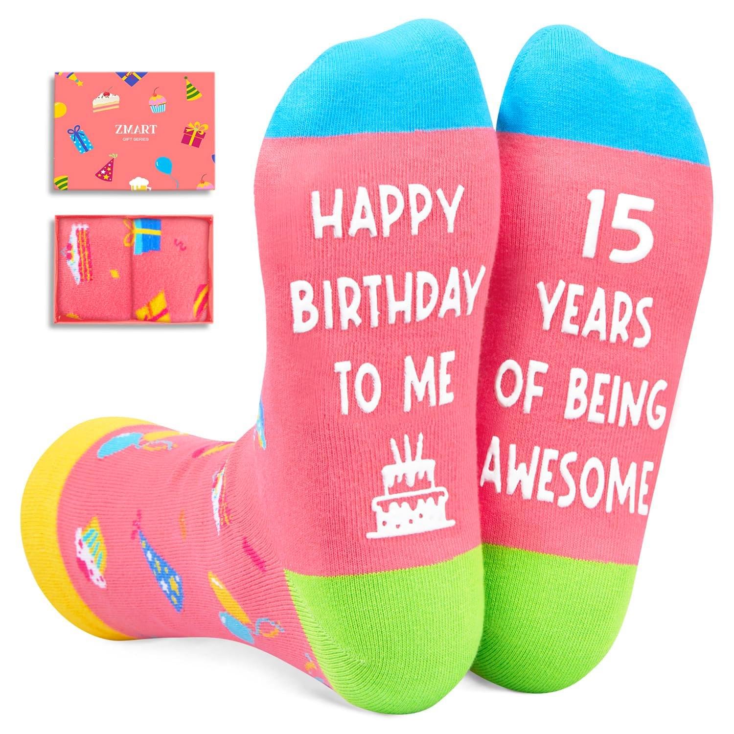 Zmart15 Year Old Girl Gift Ideas - Pink Socks 15th Birthday Gifts for Teenage Teen Girls, Quinceanera Gifts for Teenager, Daughter, Niece Trendy 2025