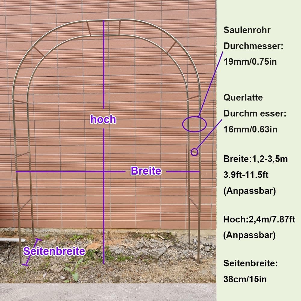 7.5ft/7.9ft Stainless Steel Garden Arch Arbor, Decorative Trellis for Climbing Plants, Wedding Ceremony Pergola, Outdoor Patio Archway for Roses & Vines, Durable Frame S