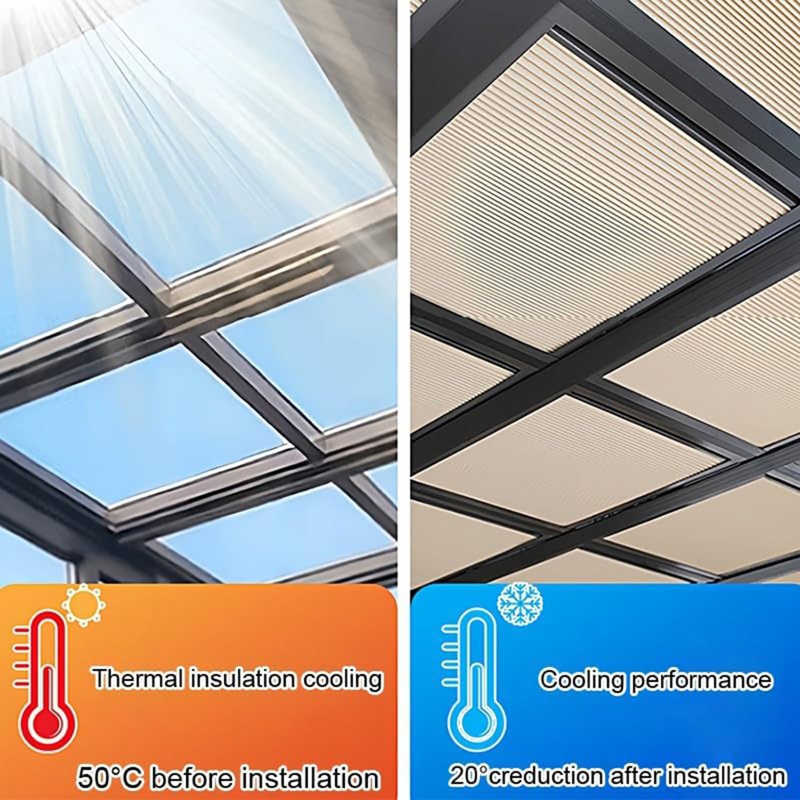 98% Verdunkelung Oberlichtschirme, manuelle Push-Pull Fensterrollen mit Verlängerungsstange für Dachgleitglas, energiesparender Wärmedämmvorhang, benutzerdefinierte Passform für Schlafzimmer Wohnzimme