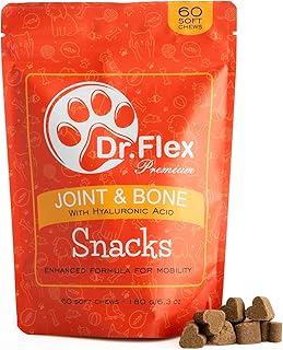 Dr. Flex Gelenktabletten für Hunde – 60 Hundeleckerli mit Glucosamin, Chondroitin, MSM, Kollagen, Hyaluronsäure, Lachsöl & den Vitaminen C und E – Für Gelenke & Knochen product image