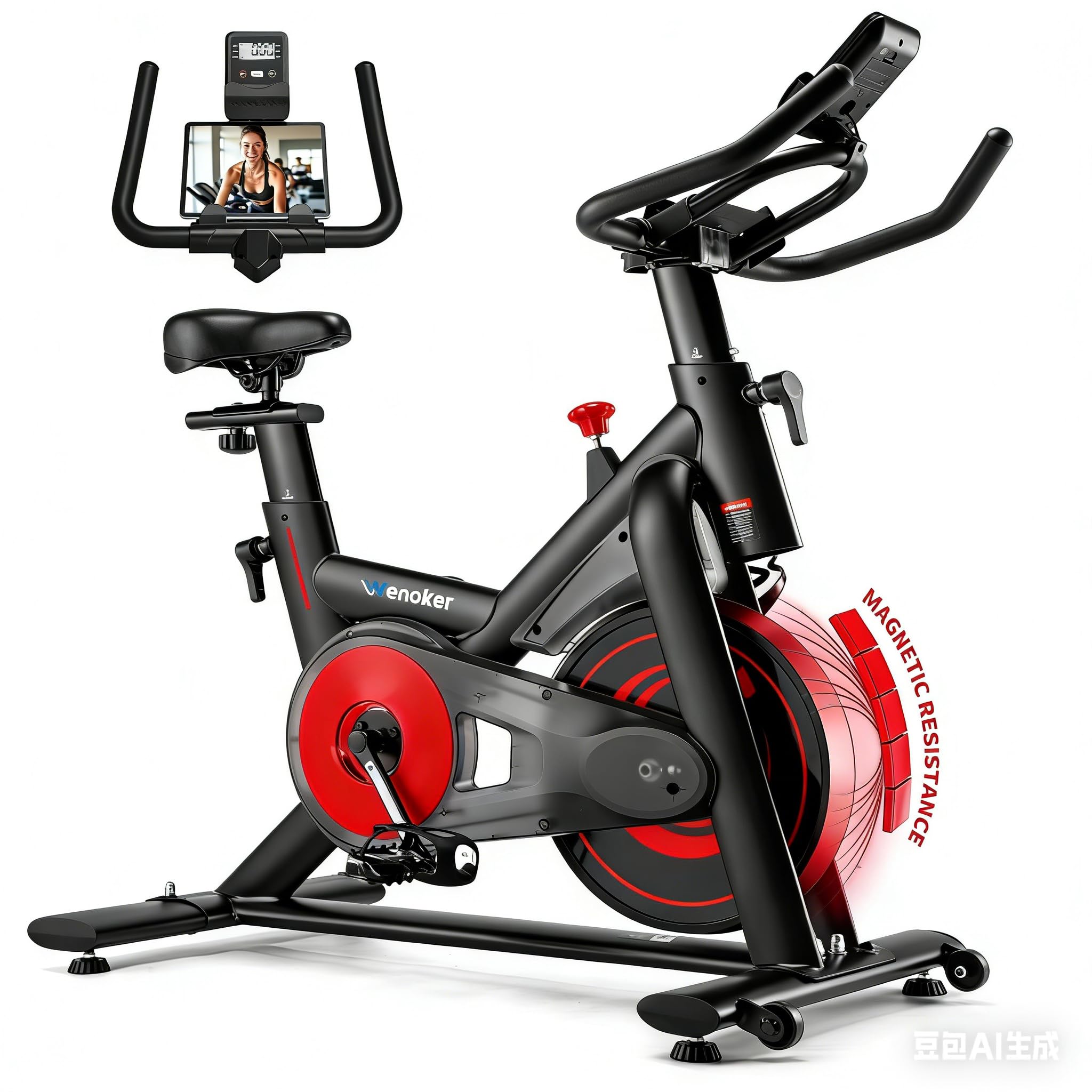 Wenoker Exercise Bike Indoor Cycling, Spin Bike Exercise Equipment for Home Gym Use with LCD Display & Tablet Holder Fitness Workout Cardio Training Machine