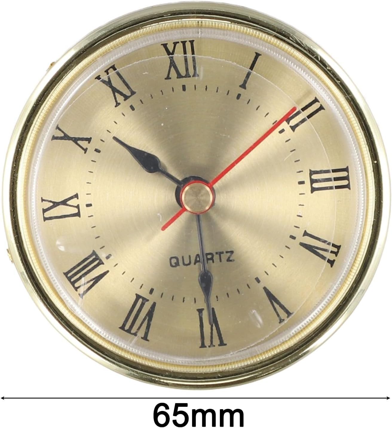 Classic Clock Craft Quartz Movement 65mm Round Clocks Head Insert Roman Number Quartz Clock Insert, Clock Face Mechanism Replacement Movement(gold)