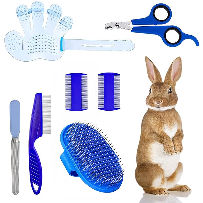7Piece Small Pet Grooming Kit with Brush, Nail Clippers