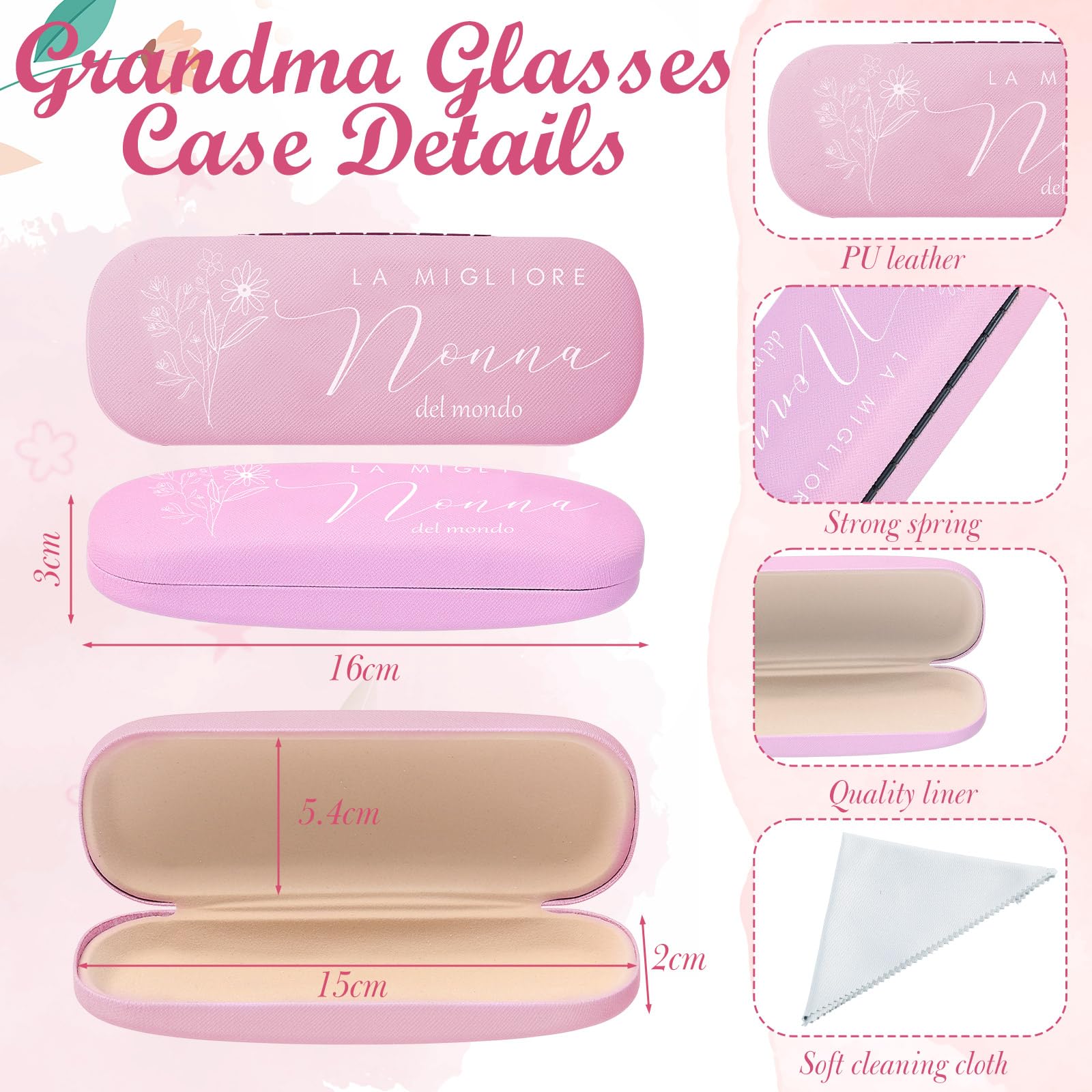 Set Regalo per Nonna Regali di Compleanno Natale Festa Includere 1 Borsa per Cosmetici 1 Custodia per Occhiali 1 Portachiavi con Ciondolo a Forma 1 Biglietti d'Auguri con Busta