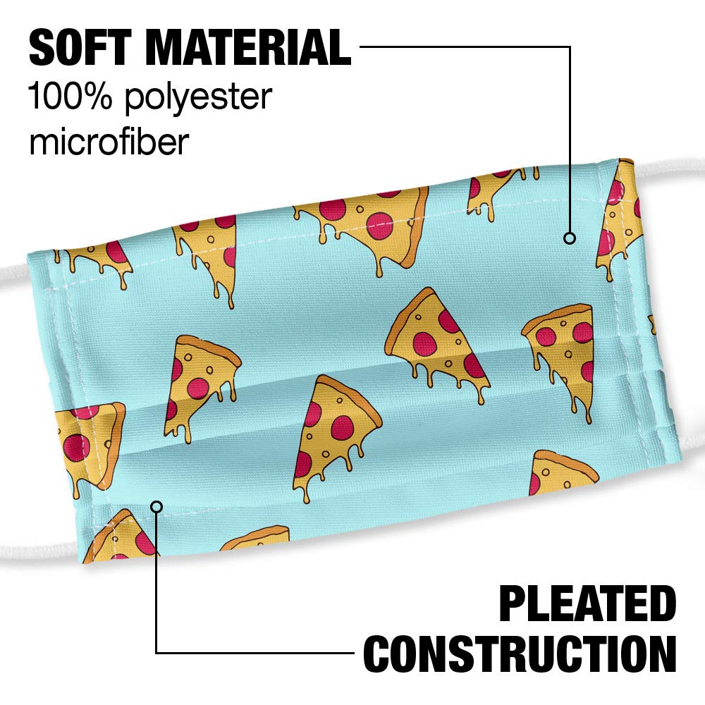 Popfunk Pizza Slices Pattern 1-Ply Reusable Face Mask Covering with Adjustable Nose Wire, Unisex