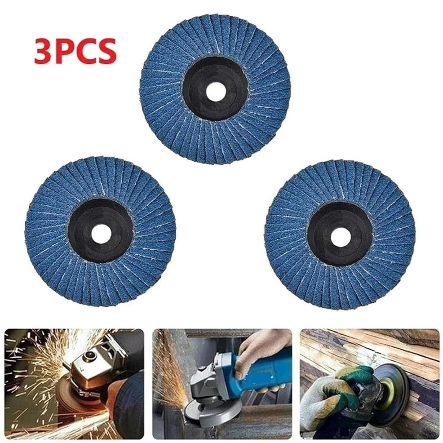 3Pcs 3 Inch 75mm Flat Flap Discs 120# Zirconium Corundum Sanding Grinding Wheels for Angle Grinder Metal Polishing