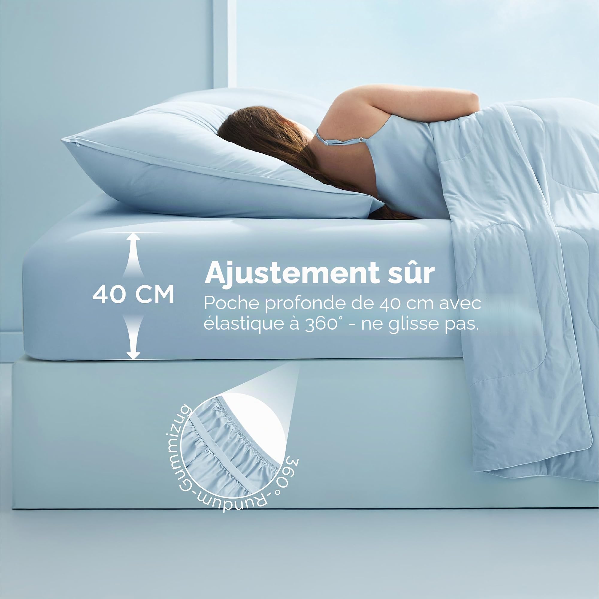 Bedsure Drap-Housse rafraîchissant 140 x 200 cm - Drap-Housse d'été jusqu'à 40 cm d'épaisseur pour Matelas épais et sommiers à Ressorts, certifié Oeko-TEX Q-Max 0.4, Beige