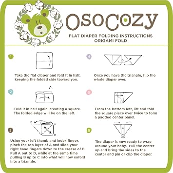 OsoCozy - Organic Flat Cloth Diapers (Dozen) - 27 x 30.5 - One-Layer Nappies Made of Soft, Durable 100% Birdseye Cotton - The Best Organic Diapers - Sold by the Dozen.
