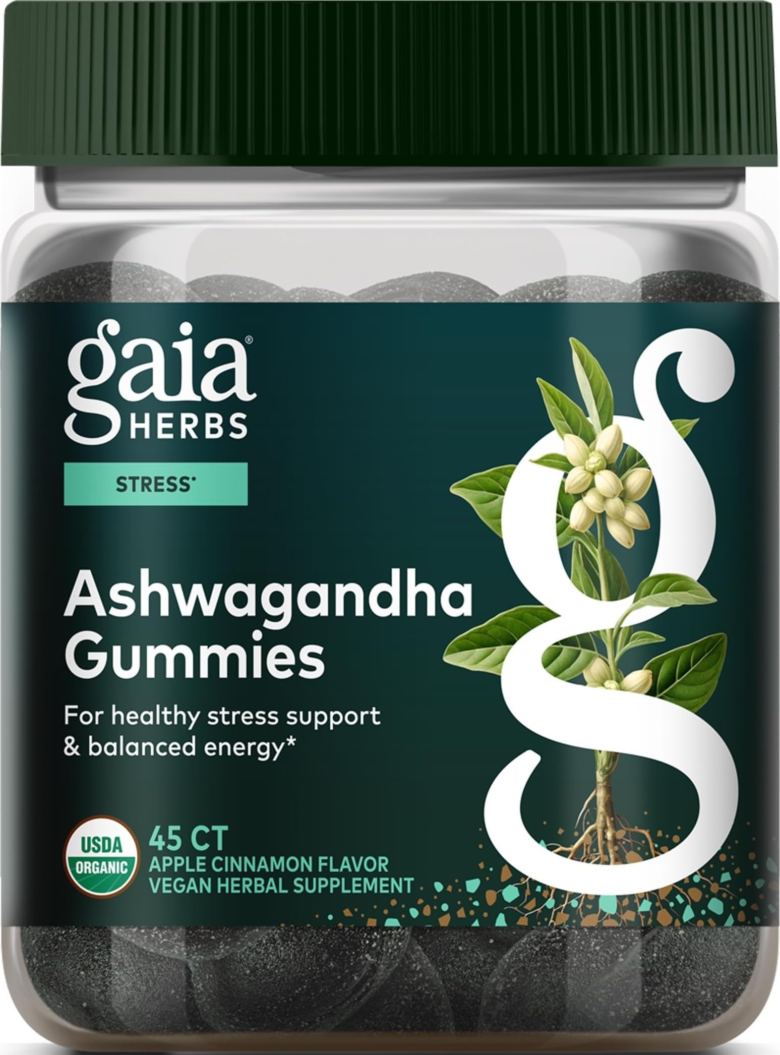 Gaia Herbs Organic Ashwagandha Gummies, 45 Count, 15 Servings 45 Count (Pack of 1)