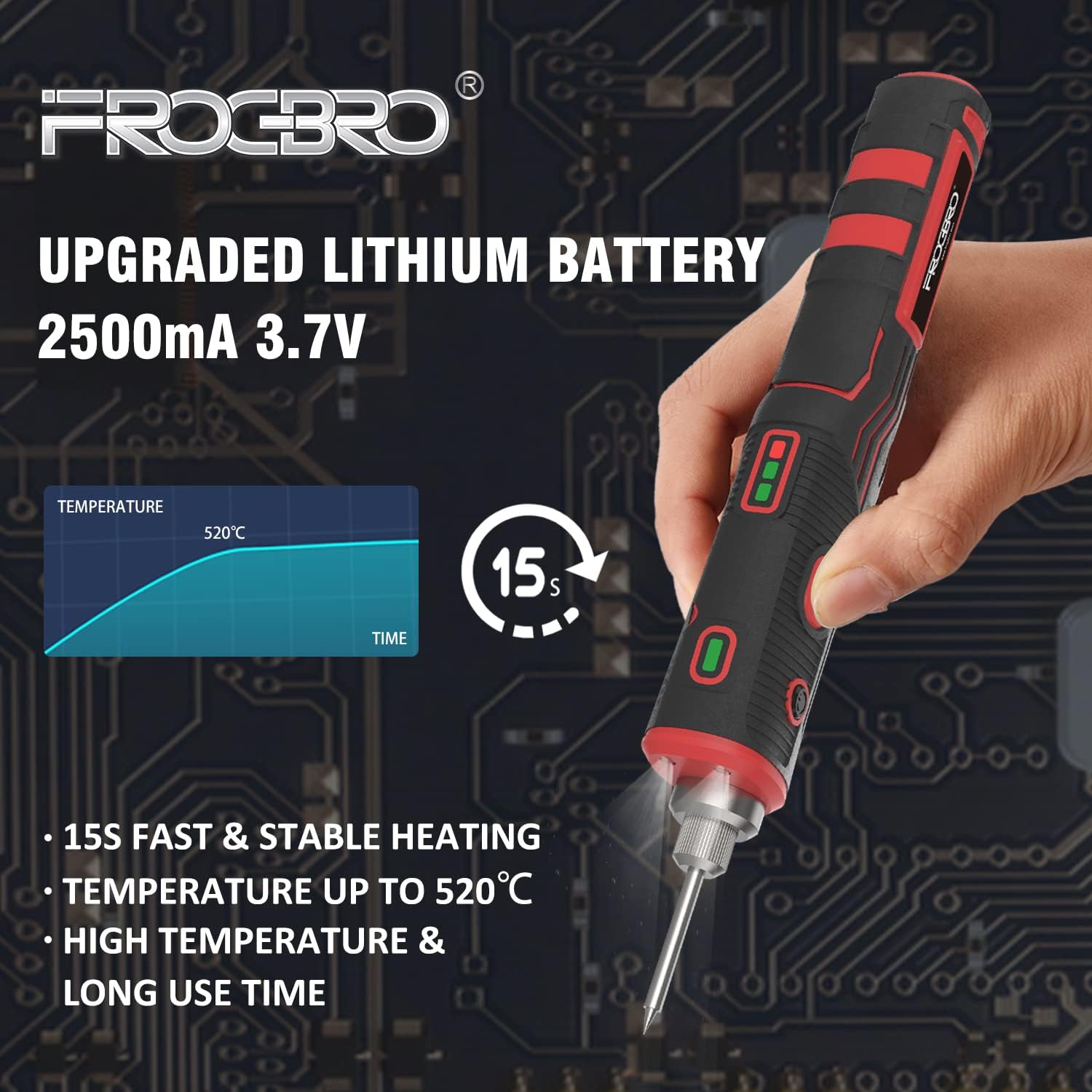 Set saldatore a batteria da 11 W con 2 punte di saldatura, 1 pompa dissaldante e cavo di tipo C + adattatore UK, facile da usare, strumenti di saldatura senza fili professionali e sicuri