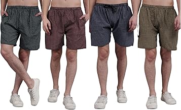 CULT OF CLOTHES Men's Cotton Striped Boxer Shorts, Plus Sizes, Pack of 4, Multicolour