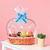 Vista 2 de Paquete de 50 bolsas grandes de celofán de 24 x 30 pulgadas, para cestas de regalo de celofán transparente, extra grandes de 2.3 mil de grosor